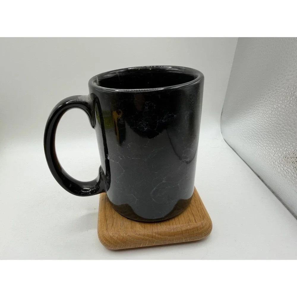 Vintage White House Mug & Wood‎ Cork Coaster Set Marble Look Souvenir